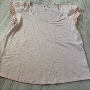 LC Lauren Conrad Light Pink Flutter Sleeve Blouse